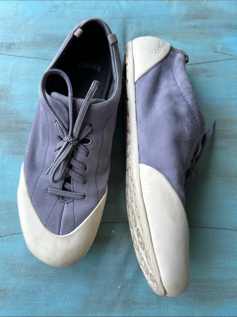Camper Women's Lavender Suede Lace-Up Sneakers with White Toe